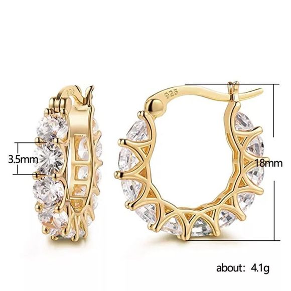 💎020💎 New 925 Sterling Silver Plated Round Diamond Hoop Earrings - Picture 8 of 13